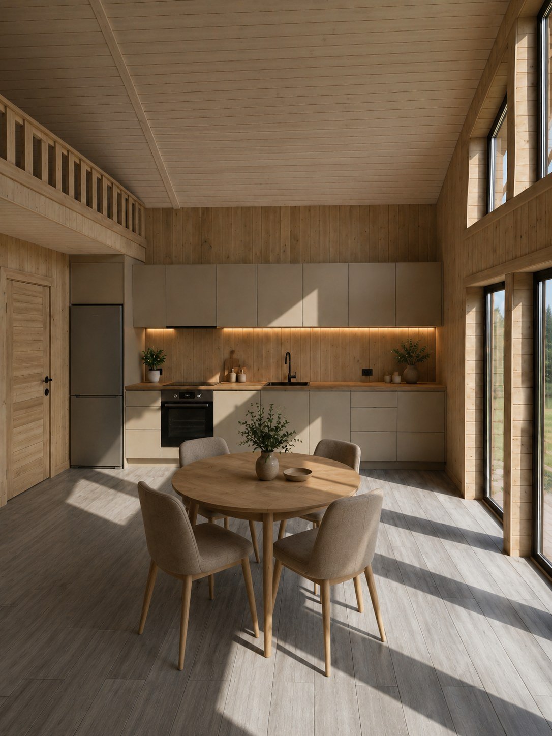 Кухня-вітальня у каркасному будинку Barnhouse 68,5 м²