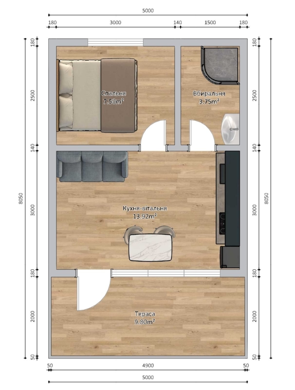 Планування будинку Pine Lake до 40 м²